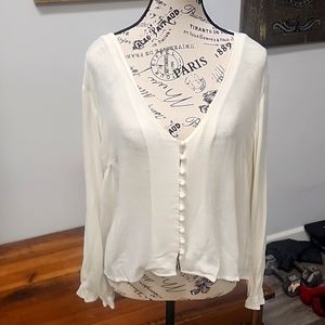Joe's Jeans Cream Button-Down Blouse